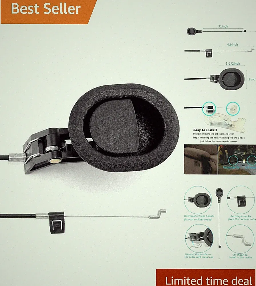 Effortless Recliner Repair Kit - Universal Release Handle & Cable Solution