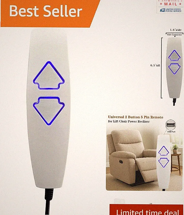 Elegant Power Recliner Hand Control with USB & Blue Light - Universal Fit