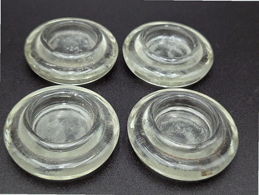 Furniture Coasters Clear Glass 2” Set Of 4 Vintage