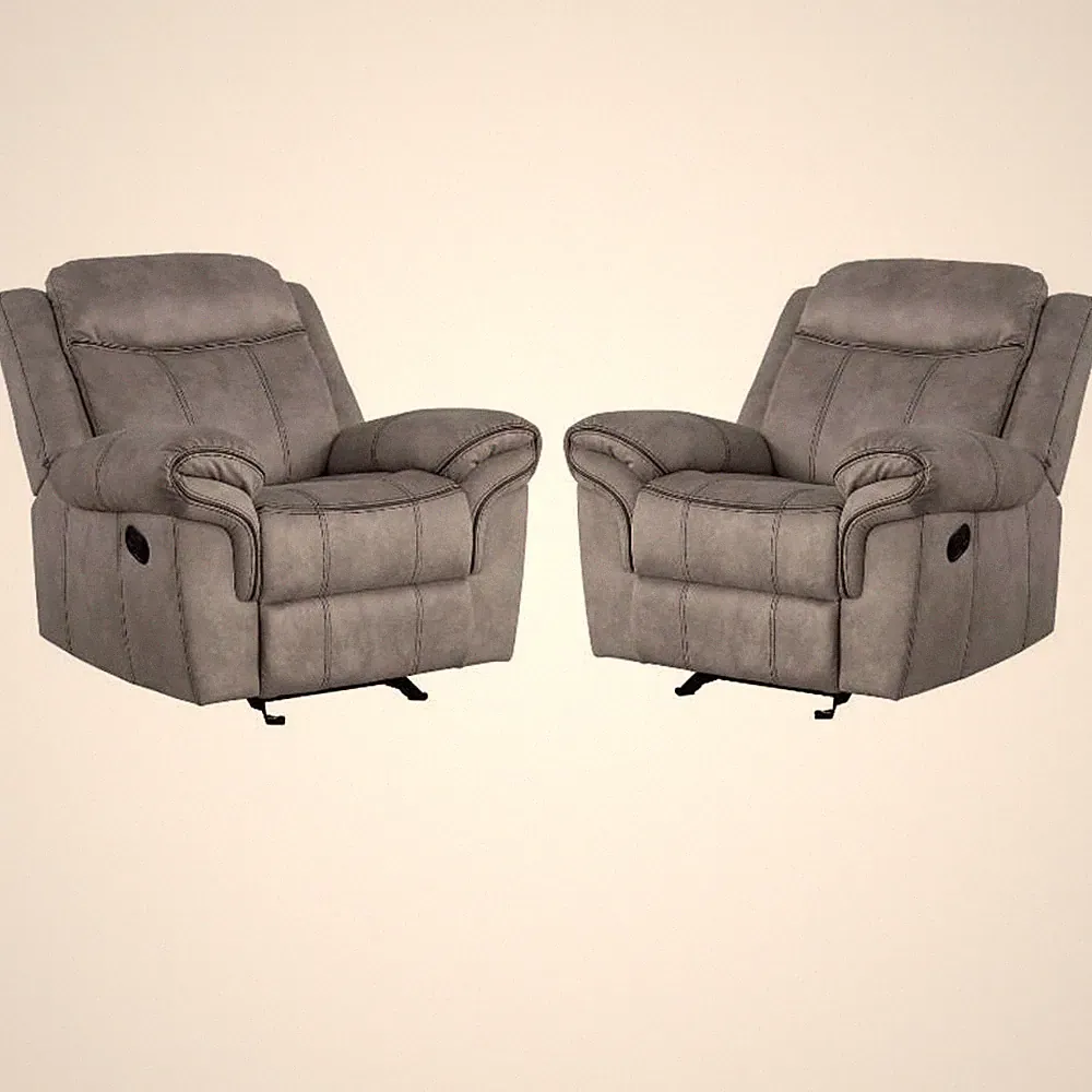 Home Square 2 Piece Velvet Glider Recliner Set in 2-Tone Gray