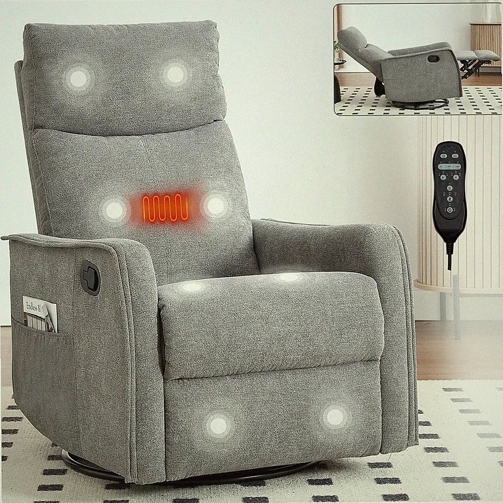 Massage Heat Manual Swivel Rocker Recliner Chair Nursery Glider Rocking Chair
