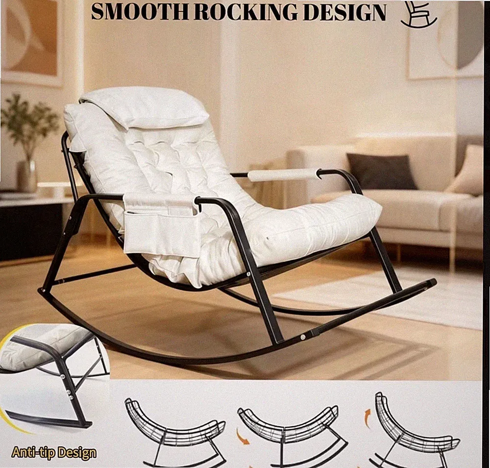 Modern Rocking Chair Padded Lounge Recliner Anti-Tip Living Room Accent Chair