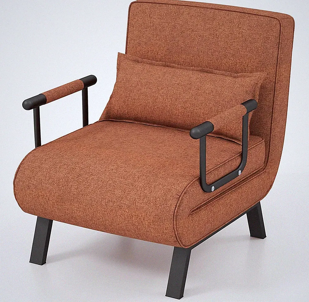 Versatile 4-in-1 Convertible Sofa Chair Bed - Adjustable Backrest, Coffee Color